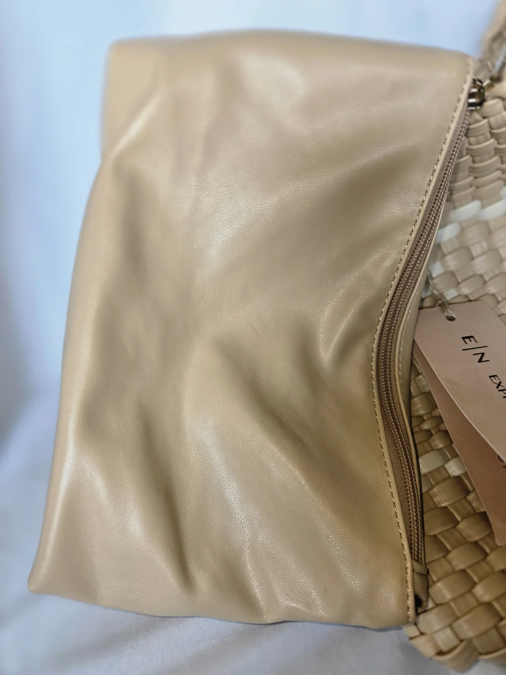 Expressions Woven Tan and Cream Tote